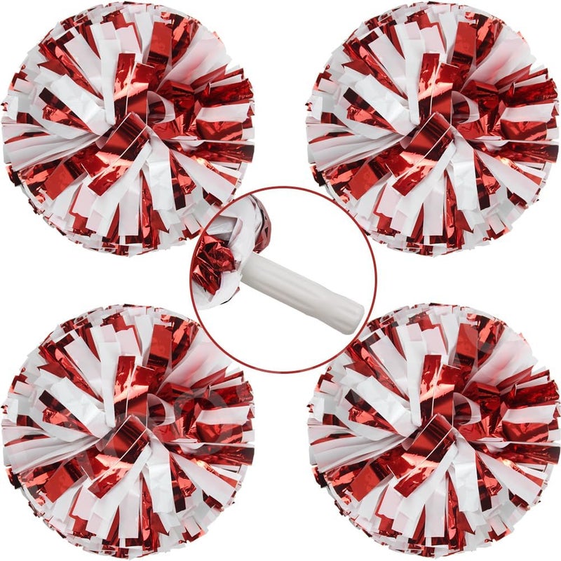 Hooshing 4PCS Cheer Pom Poms with Plastic Handle Cheerleading Pompoms for Kids Team Sports Party Cheering - Image 1
